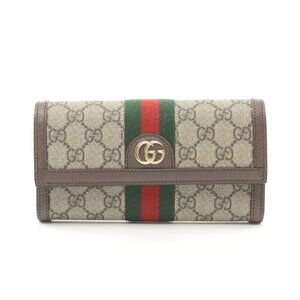 Gucci Ophidia GG Supreme Wallet Long Leather Beige Brown Multicolor